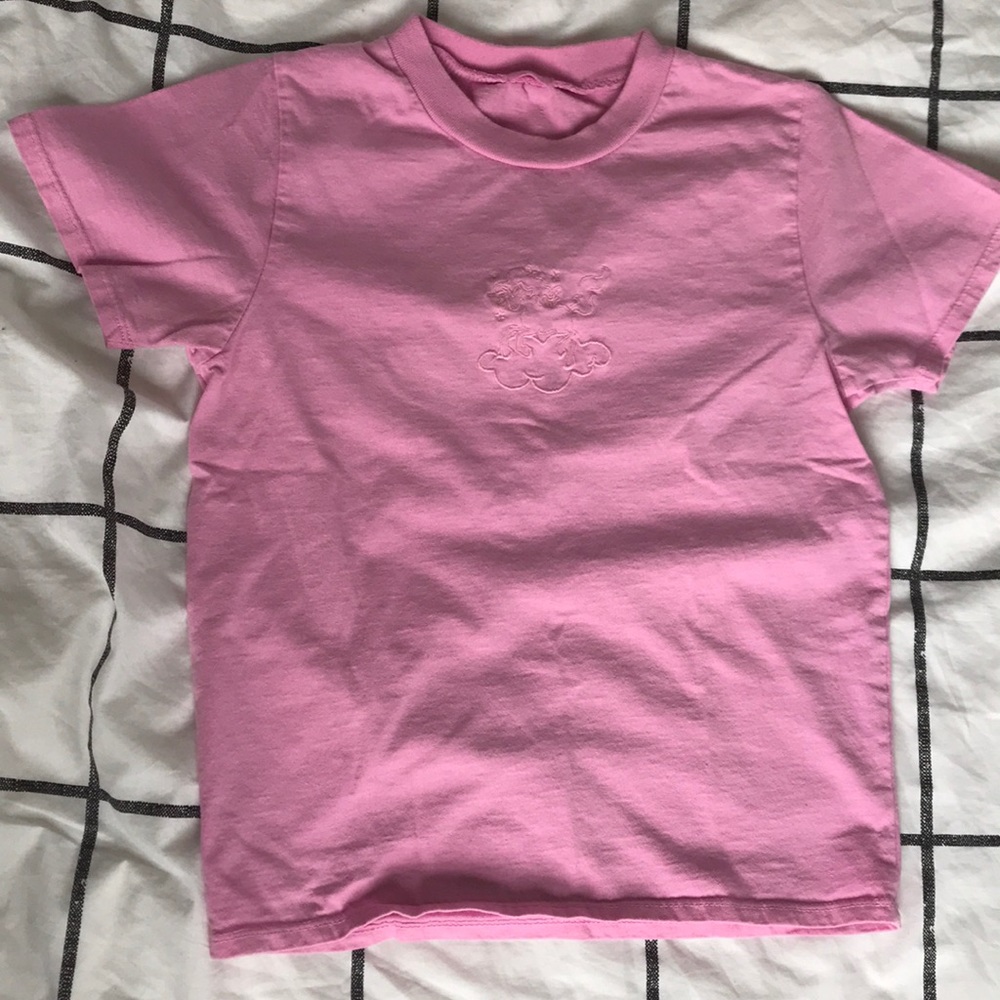 Brandy Melville Pink Tee with Embroidered Unicorn